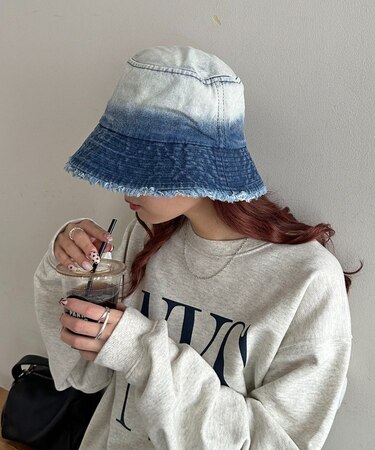 デニムグラデフリンジハット