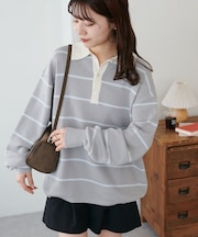 【Enlude】ランダムボーダーニットポロ《ユニセックス》