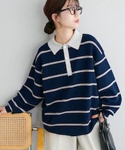 【Enlude】ランダムボーダーニットポロ《ユニセックス》