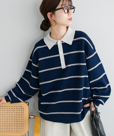 【Enlude】ランダムボーダーニットポロ《ユニセックス》