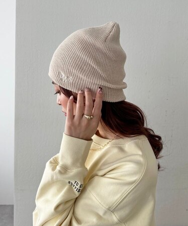 ロゴ刺繍リブビーニー