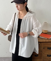 【Enlude】ワッシャーナイロンフード付きシャツ《ユニセックス》