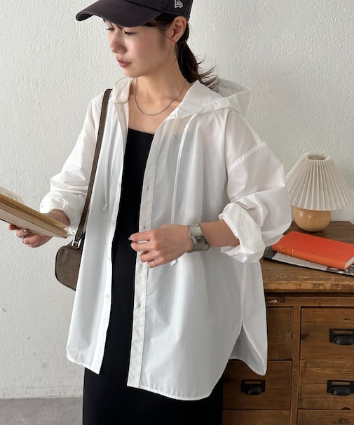 【Enlude】ワッシャーナイロンフード付きシャツ《ユニセックス》