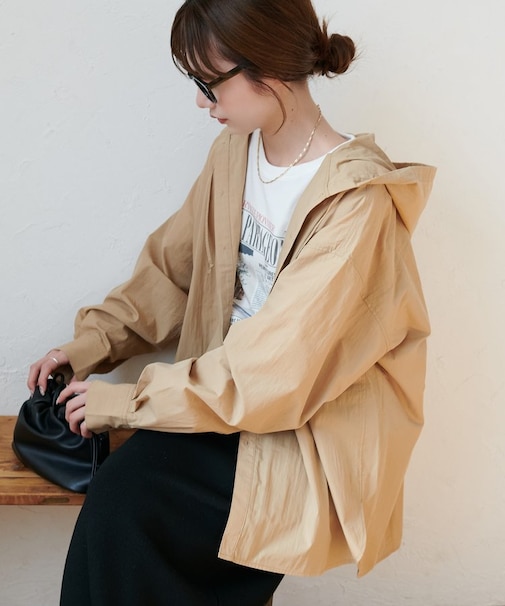 【Enlude】ワッシャーナイロンフード付きシャツ《ユニセックス》