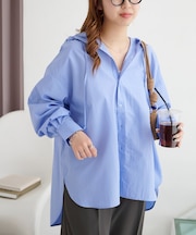 【Enlude】ワッシャーナイロンフード付きシャツ《ユニセックス》