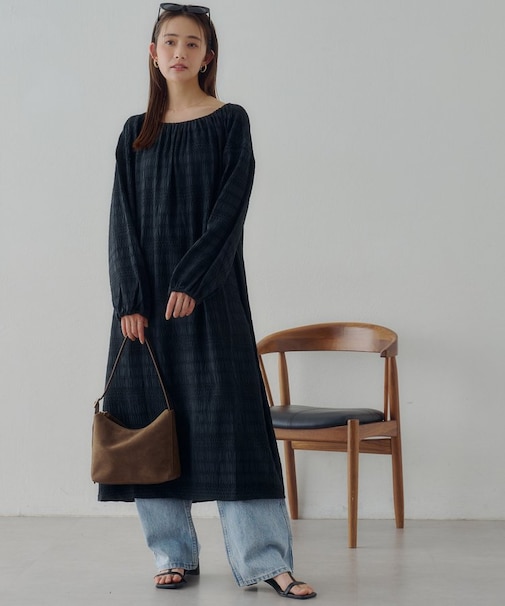 【Noka】生地ジャガード2WAYワンピース