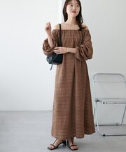 【Noka】生地ジャガード2WAYワンピース