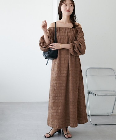 【Noka】生地ジャガード2WAYワンピース