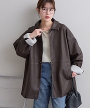 【Enlude】フェイクレザーショートコート《ユニセックス》