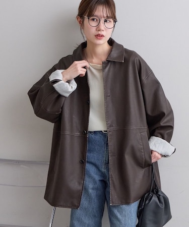 【Enlude】フェイクレザーショートコート《ユニセックス》