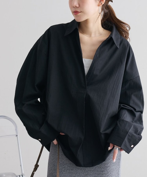 【Noka】衿付スキッパーブラウス