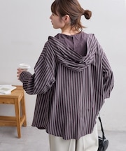 【Enlude】ストライプフードシャツ《ユニセックス》