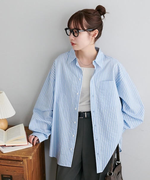 【Enlude】シアーストライプシャツ《ユニセックス》