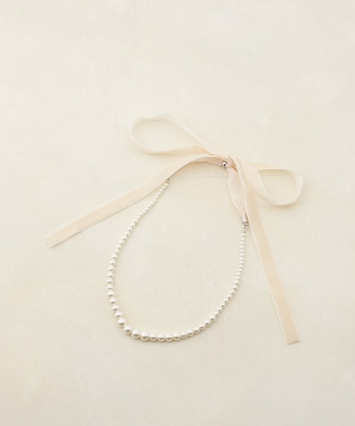 【GOLDY】ベロアリボンパールネックレス