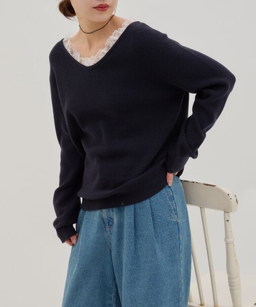 【umm.】レースドッキングプルオーバー