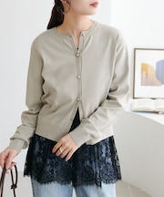 UVサラモチメタル釦クルーカーディガン