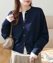 UVサラモチメタル釦クルーカーディガン