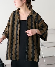 【Enlude/India】ジャガードリーフ柄シャツ