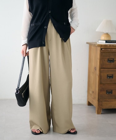 【Enlude】サイドベルト付きワイドパンツ