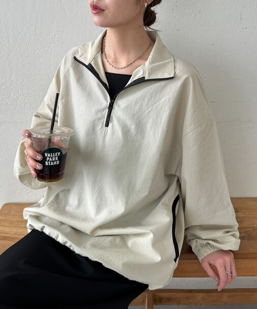 【Enlude】ナイロンハーフジッププルオーバー