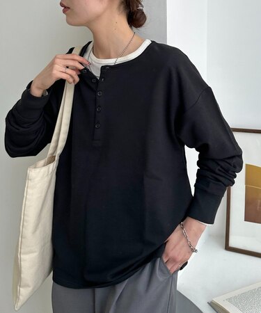 【Enlude】シアー裏毛ヘンリーネック