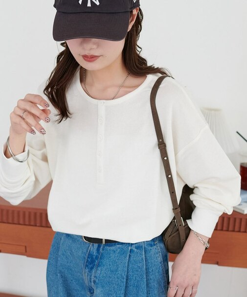 【Enlude】シアー裏毛ヘンリーネック