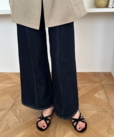 ベロアクロスリボンミュール