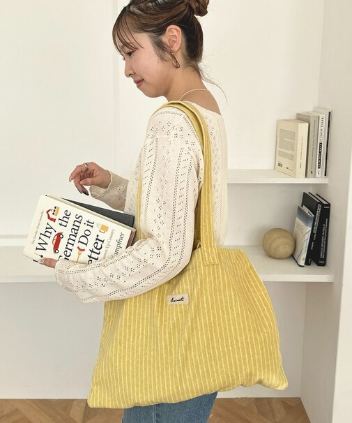 パイルストライプトートバッグ