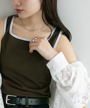 リブスクエアネックタンク