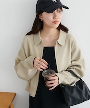 スポンディッシュ衿付Wジップカーディガン