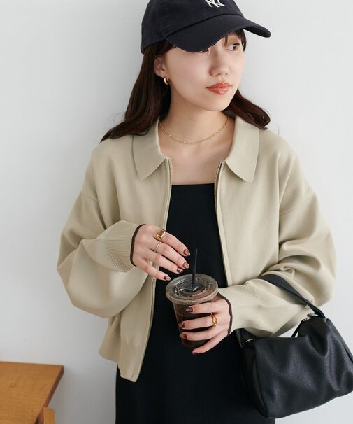 スポンディッシュ衿付Wジップカーディガン