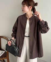 【Enlude】70ポプリンバンドカラーシャツ