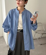 【Enlude】70ポプリンバンドカラーシャツ