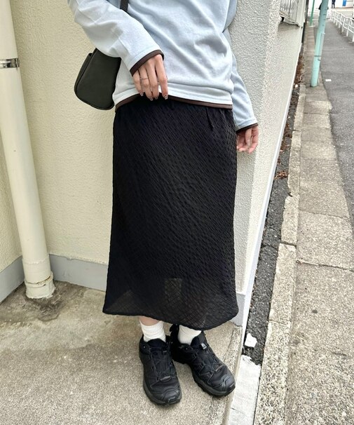 【umm./花柄＆無地】生地シャーリングスカート