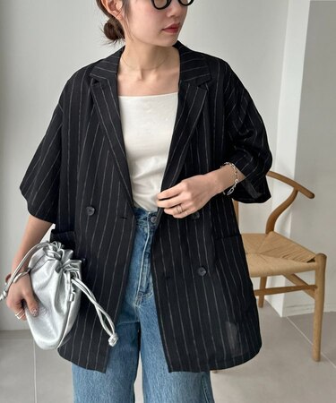 【Enlude】シアーストライプ半袖シャツジャケット
