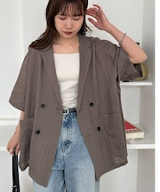 【Enlude】シアーストライプ半袖シャツジャケット