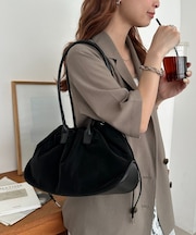 ヌバック調ドロストボストンバッグ