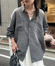 【Enlude/ユニセックス】シアーデニムダブルポケットオーバーシャツ