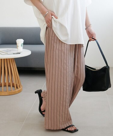 【marusara】モールストライプイージーパンツ