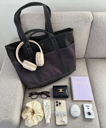 【Enlude】キャンバスナイロンコンビトートバック