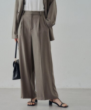 【Noka/シワ防止/UVカット】ツイードタックワイドパンツ