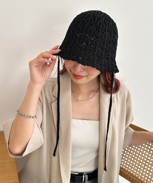 レース編みコードハット