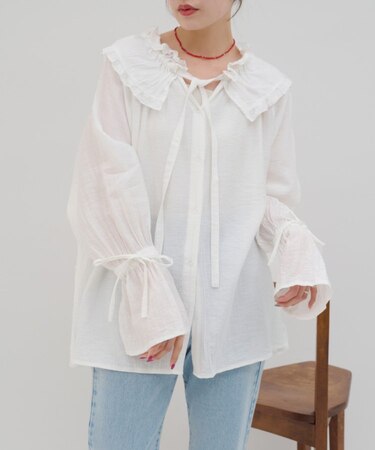 【umm.】襟フリルシャツ