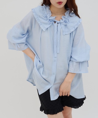 【umm.】襟フリルシャツ