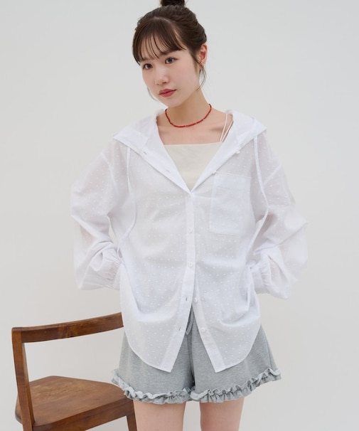 【umm.】ドビードットフードシャツ