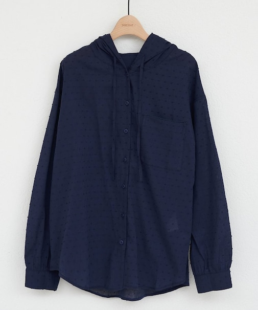 【umm.】ドビードットフードシャツ