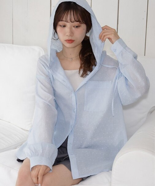 【umm.】ドビードットフードシャツ