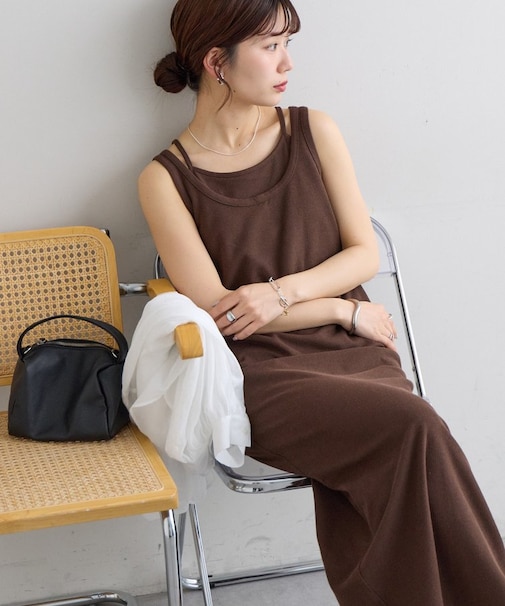 カップ付キャミセットUネックノースリワンピース