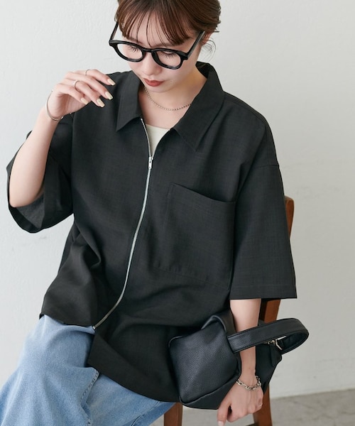HIGH STREET∴シャドーボタニカルショートウイング7分袖シャツ｜ハイ