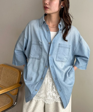 【Enlude】シャンブレー半袖シャツ《ユニセックス》